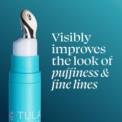 TULA serum drop on fingertip highlighting lightweight creamy texture and absorption benefit