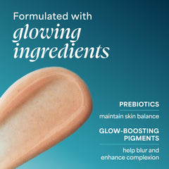 TULA primer swatch on skin showing warm glow and blurring effect