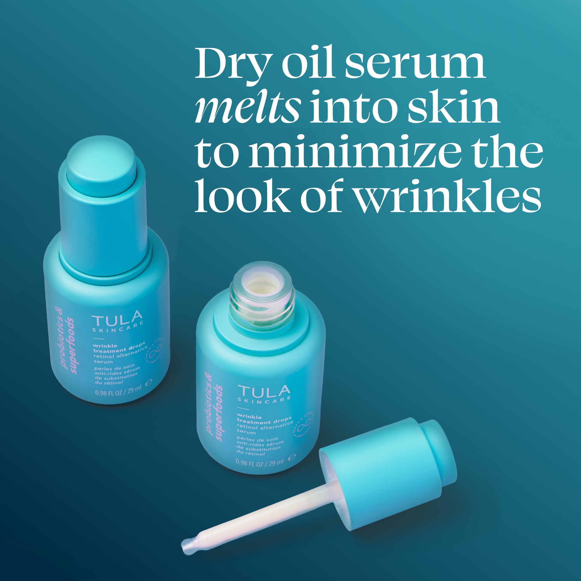 TULA serum texture on skin demonstrating lightweight hydration