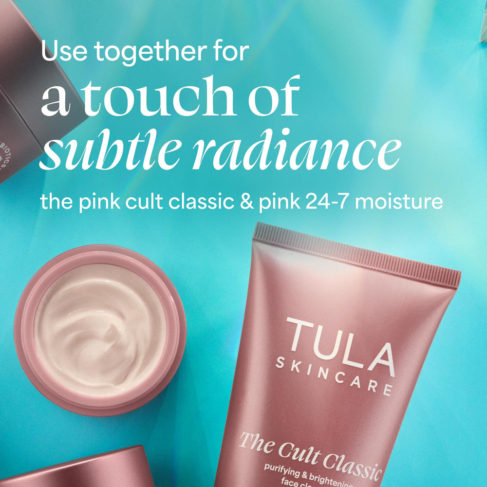 TULA bottle in hand showing 6.7 fl oz scale and travel-friendly benefit