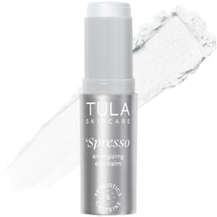 TULA Spresso Iced front packaging showing compact cooling eye balm benefit: portable brightening