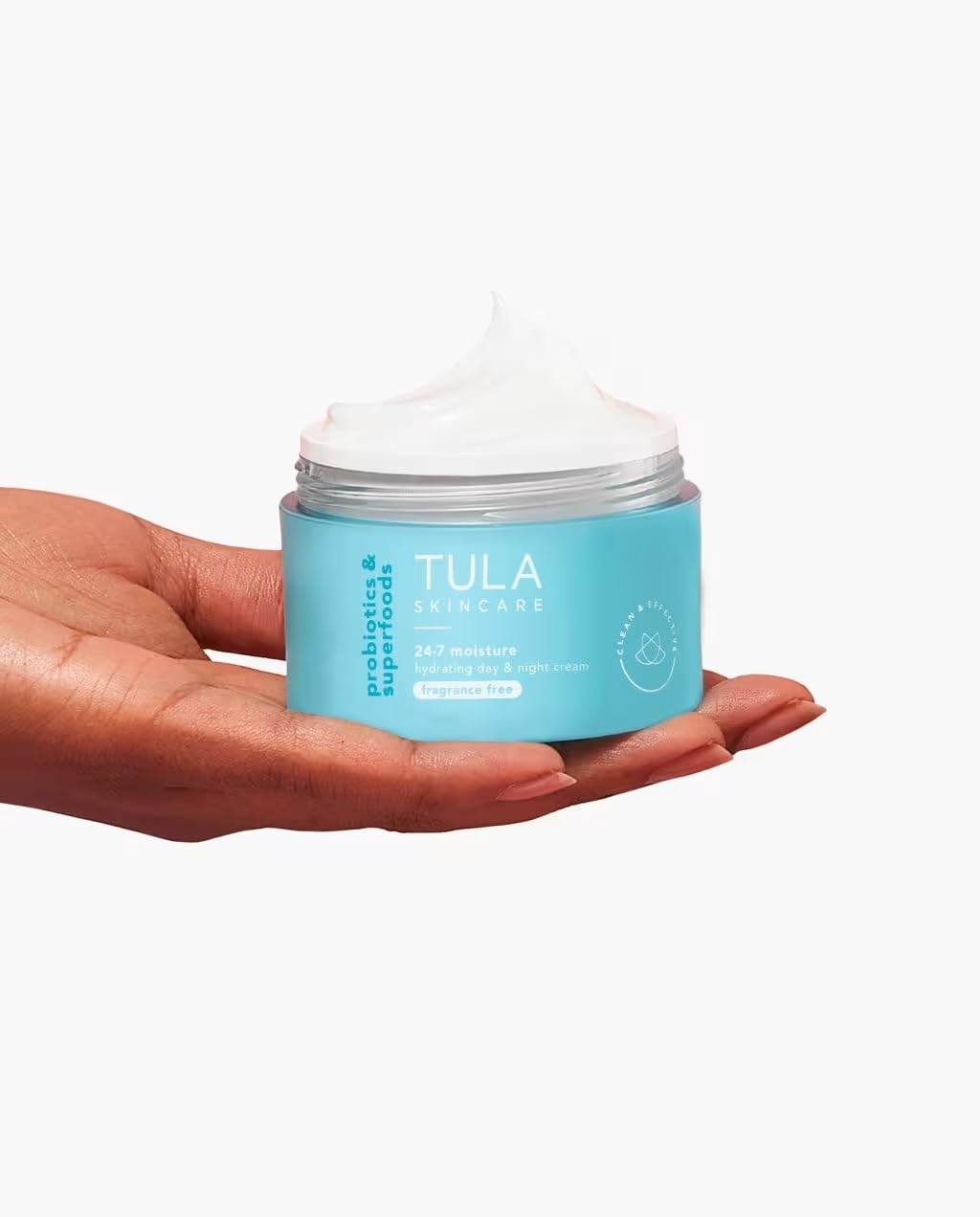 TULA cream texture closeup demonstrating lightweight, hydrating consistency