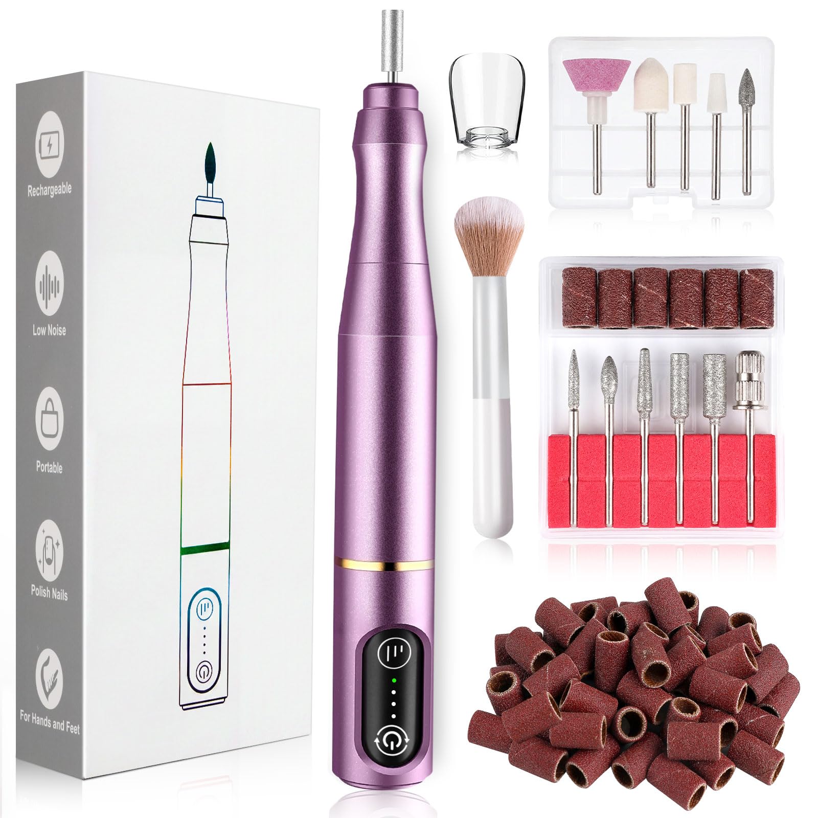 TUOBEO front packaging showing complete cordless nail drill kit and benefits