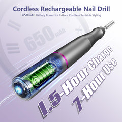 TUOBEO handpiece close-up showing ergonomic grip and low-vibration benefit