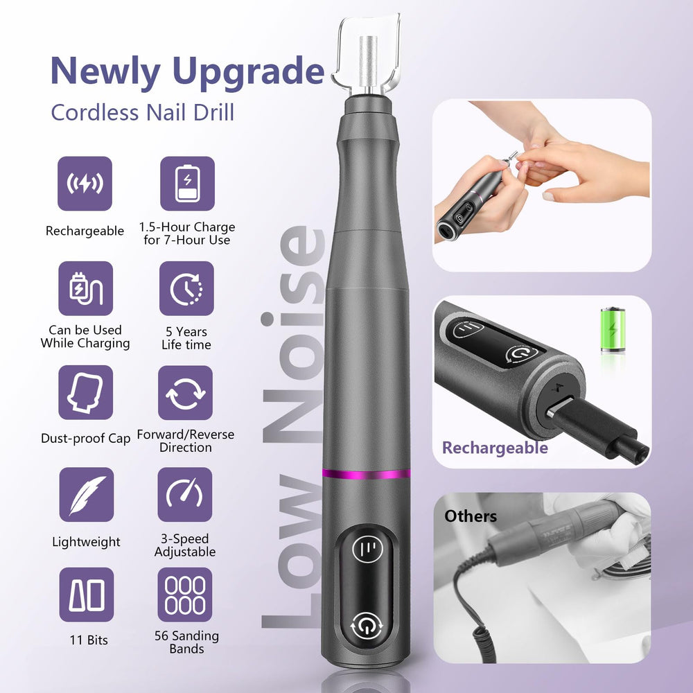 TUOBEO handpiece in use on nails demonstrating precise shaping and control