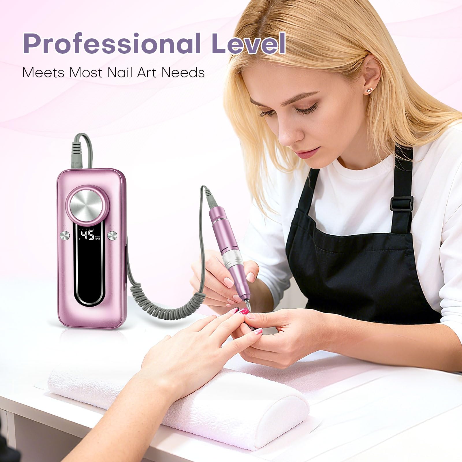 Salon table scene with TUOBEO for mobile nail techs and client-ready setup