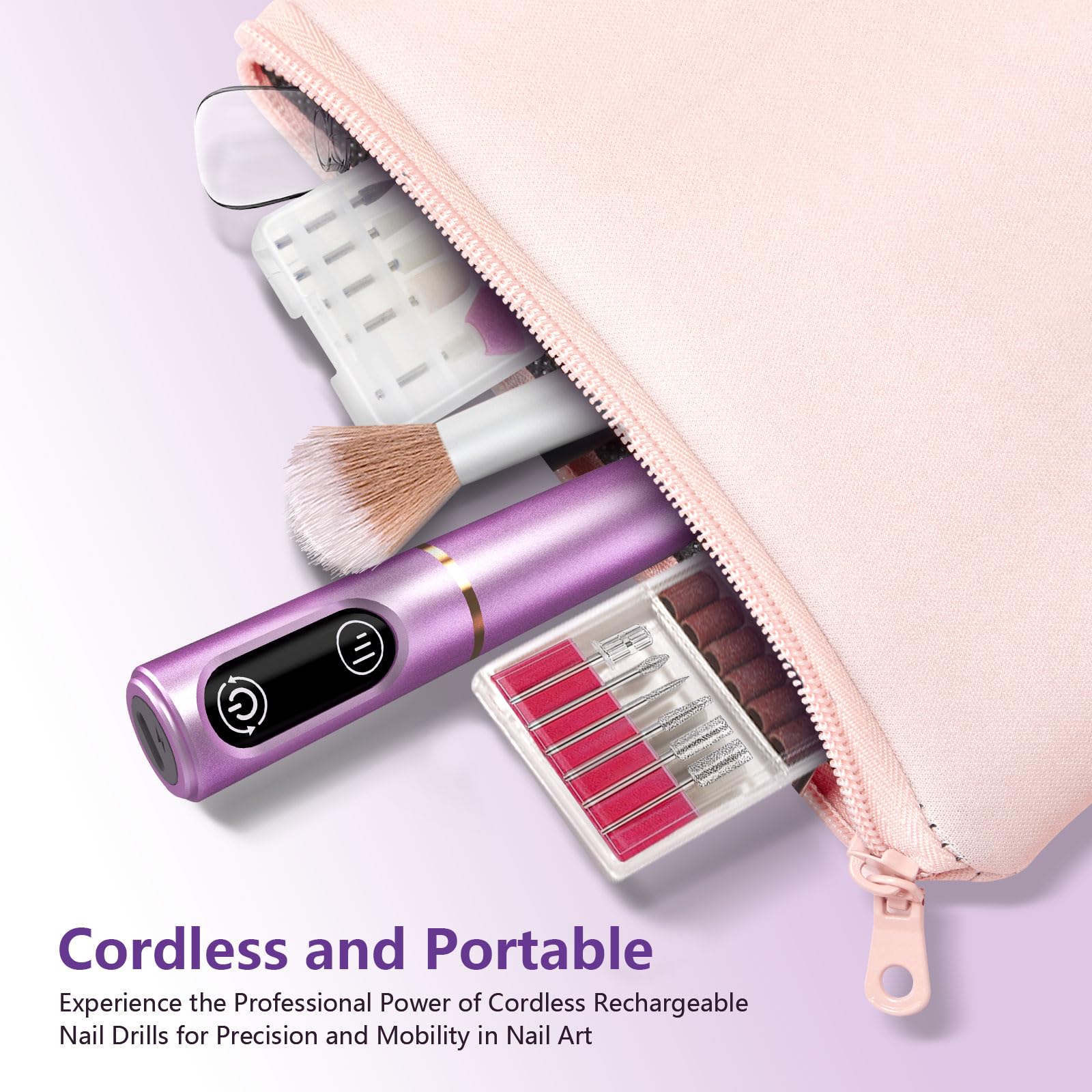 TUOBEO lifestyle travel setup showing portable manicure kit on the go