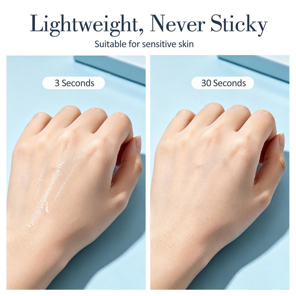 TUODAW before-after hydration demo on cheek, shows visible smoothing benefit