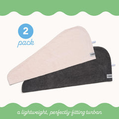 Turbie Twist elastic loop detail demonstrating secure hands-free hold