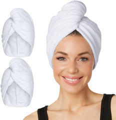 Turbie Twist front packaging 2-pack white showing neat fold and branding for fast drying