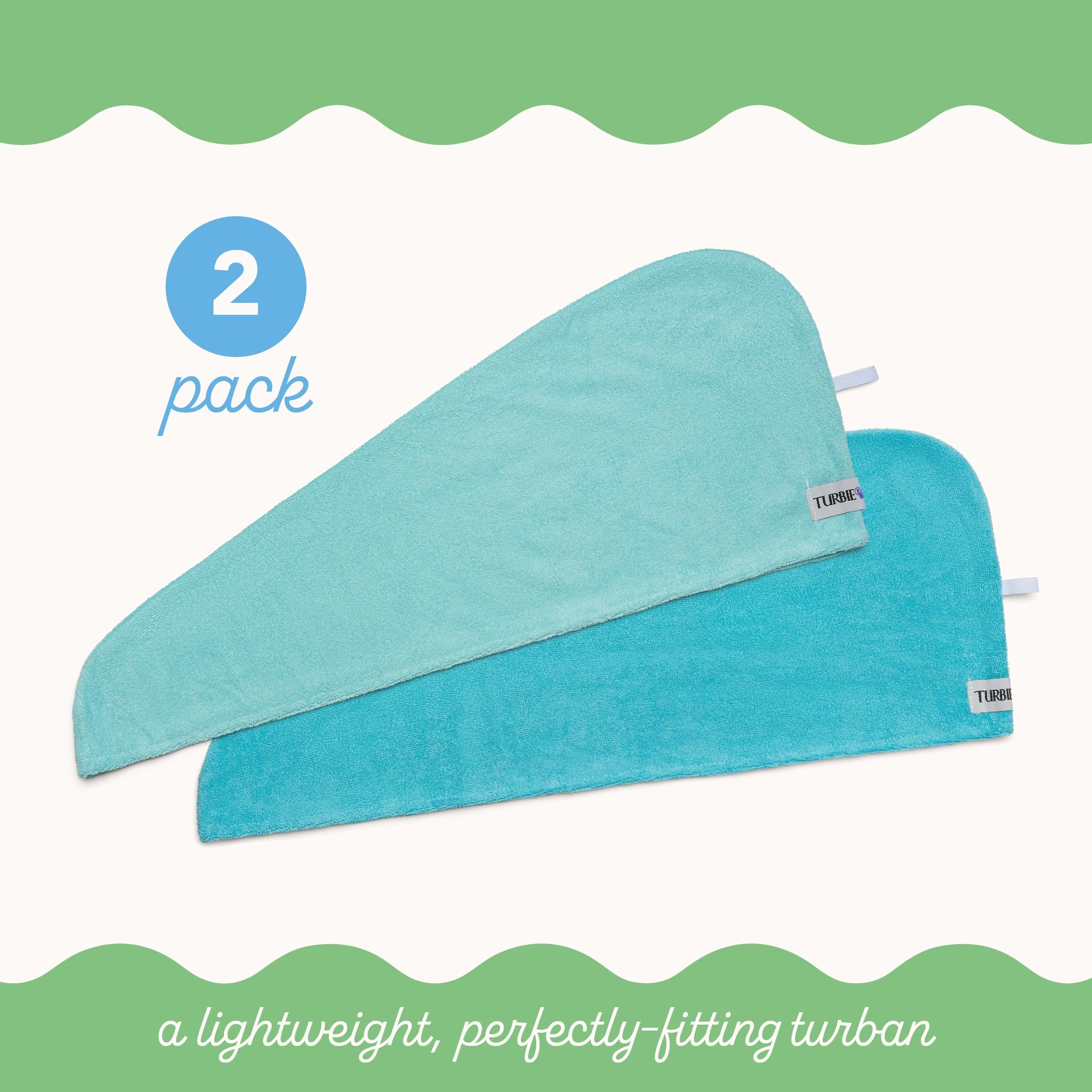 Turbie Twist towel worn in bathroom mirror showing easy everyday use