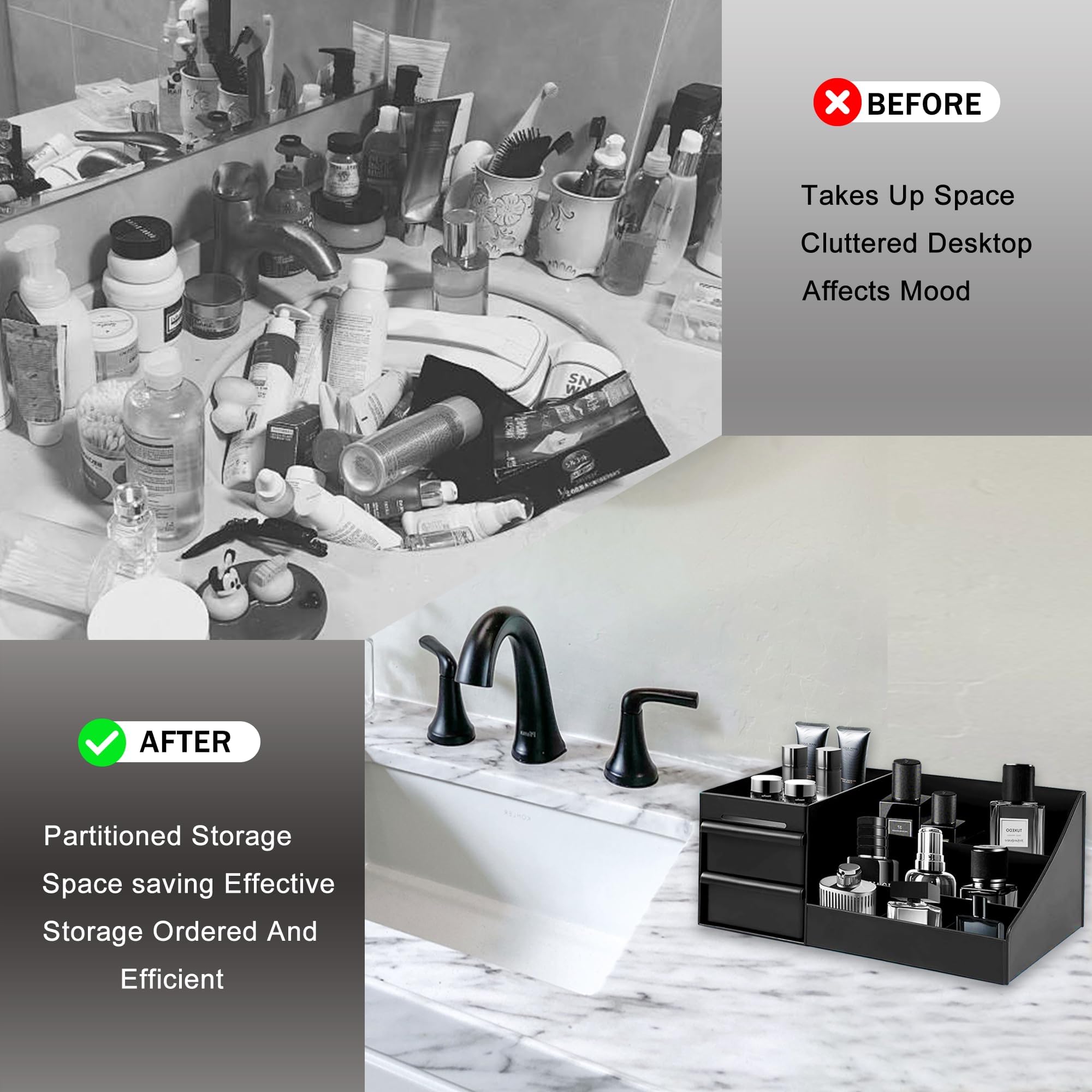Turesmith drawer detail open, showing deep storage for small tools and toiletries