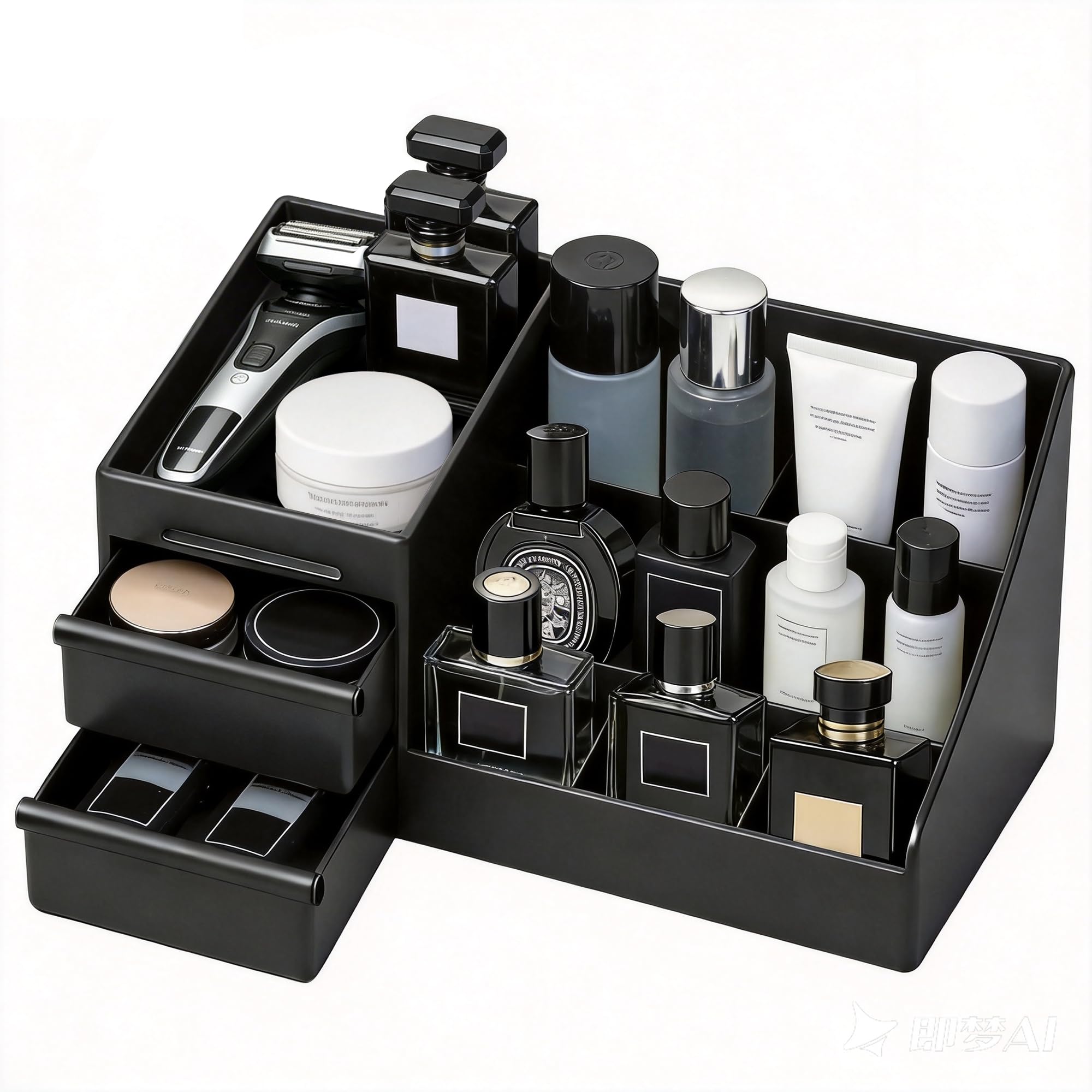 Turesmith front view organizer showing compartments and neat display benefit