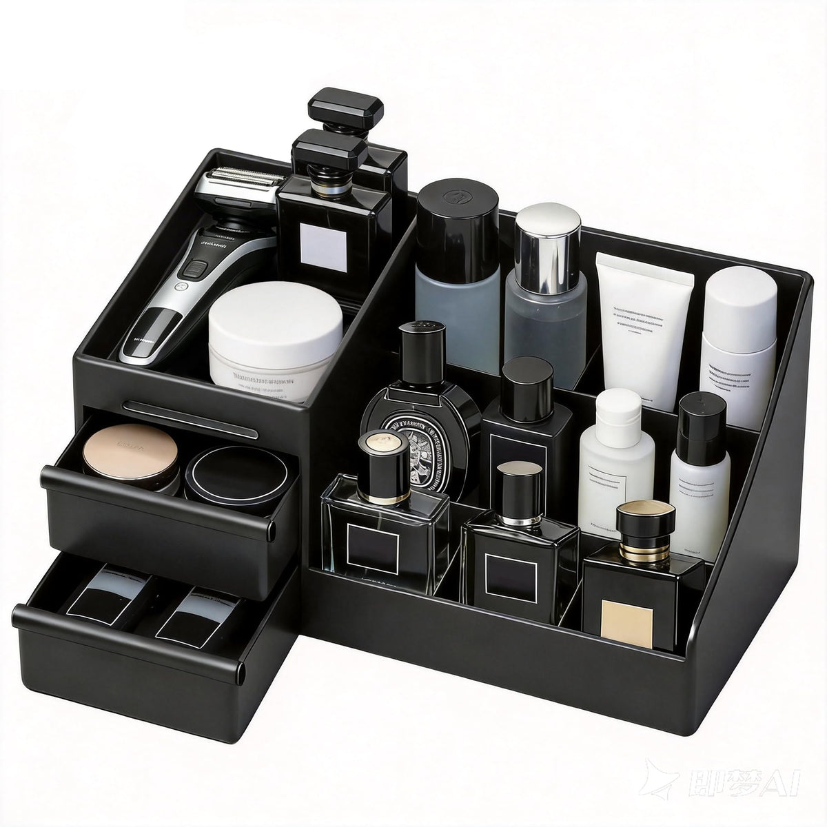 Turesmith front view organizer showing compartments and neat display benefit