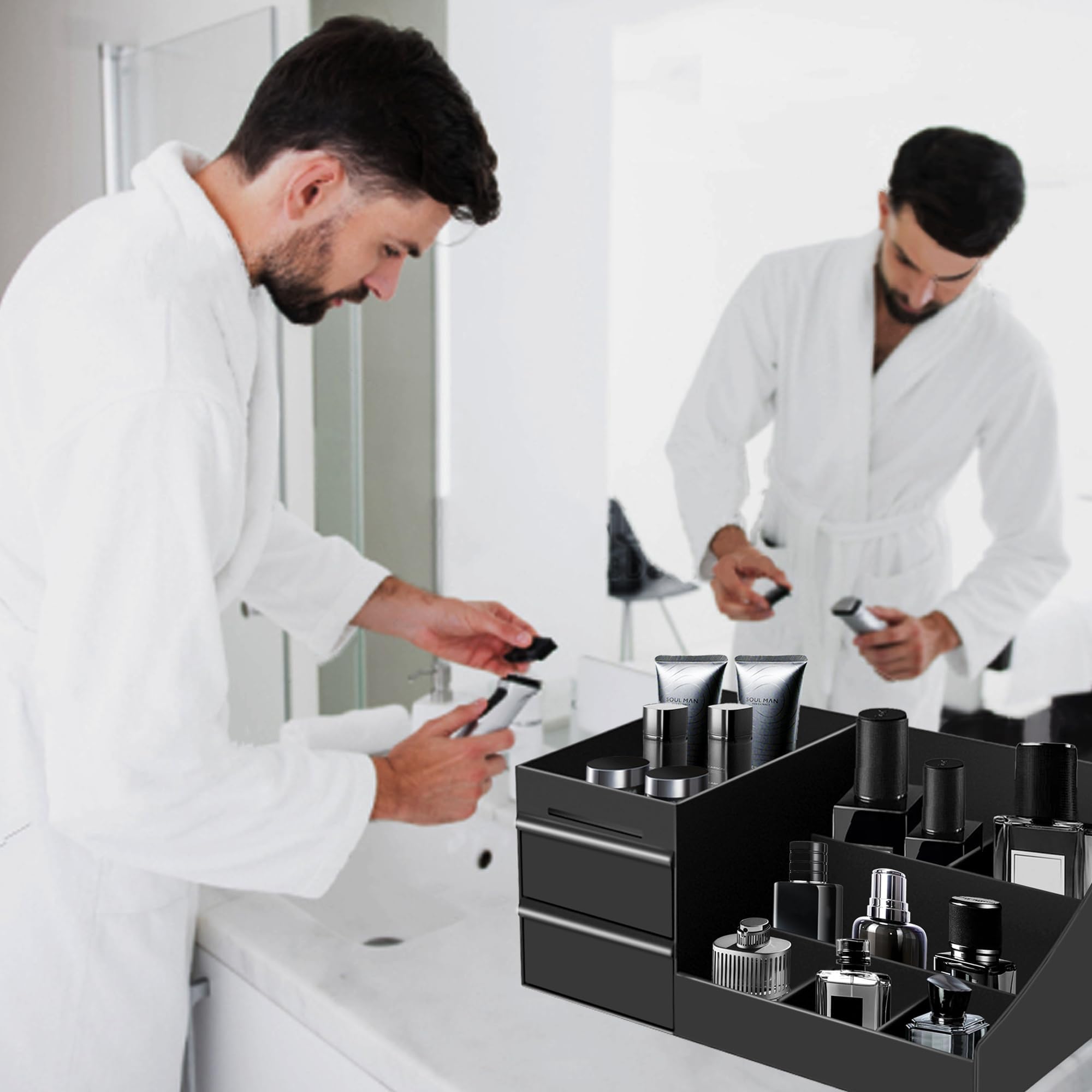 Turesmith used on office desk storing pens and chargers, doubling as versatile organizer