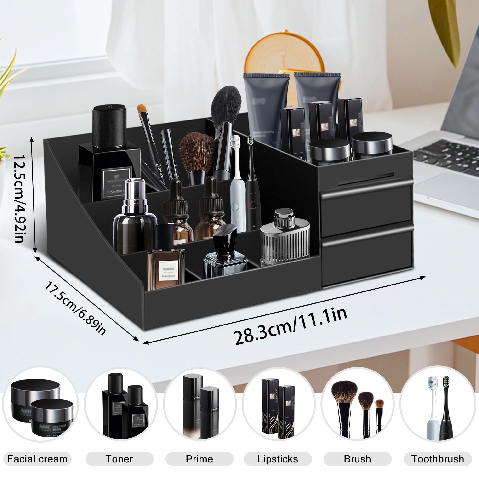 Turesmith top-down view of seven compartments showing organized bottles and easy access