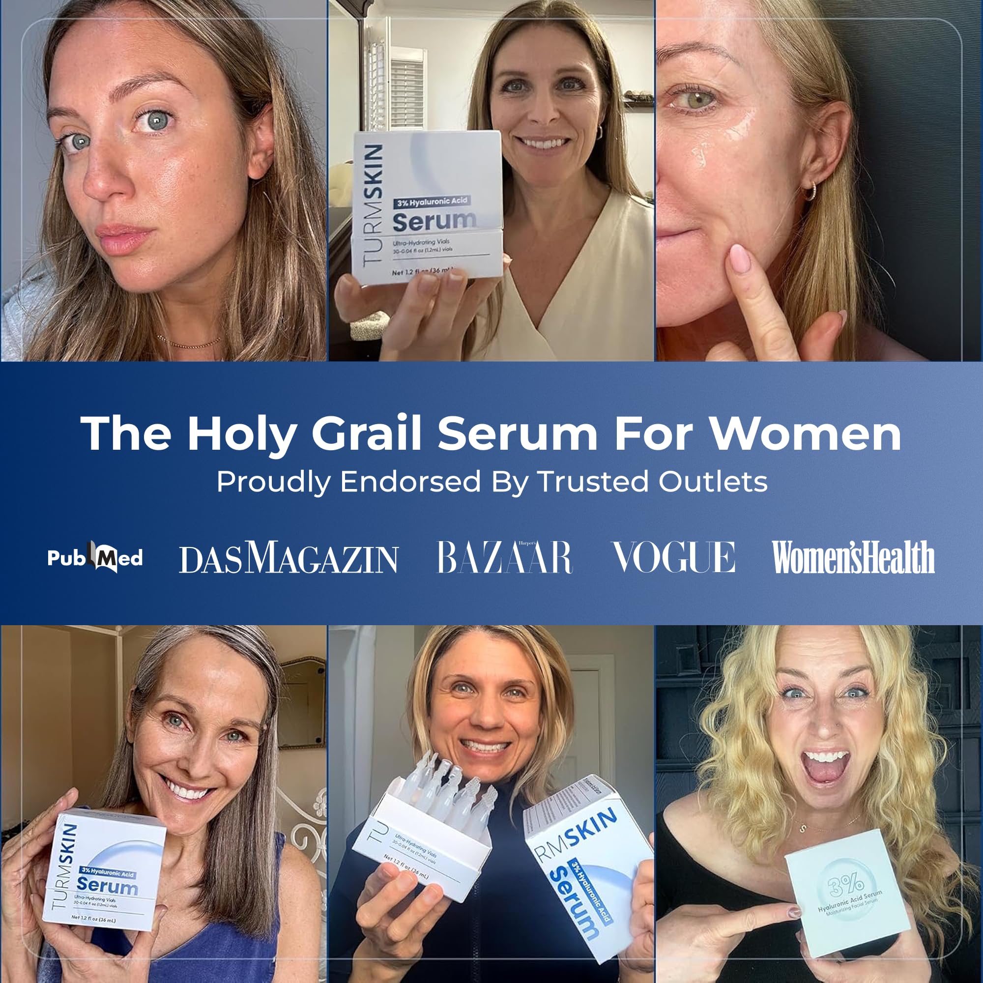 Turmskin ampoules staged in bathroom routine for everyday use and dewy skin results