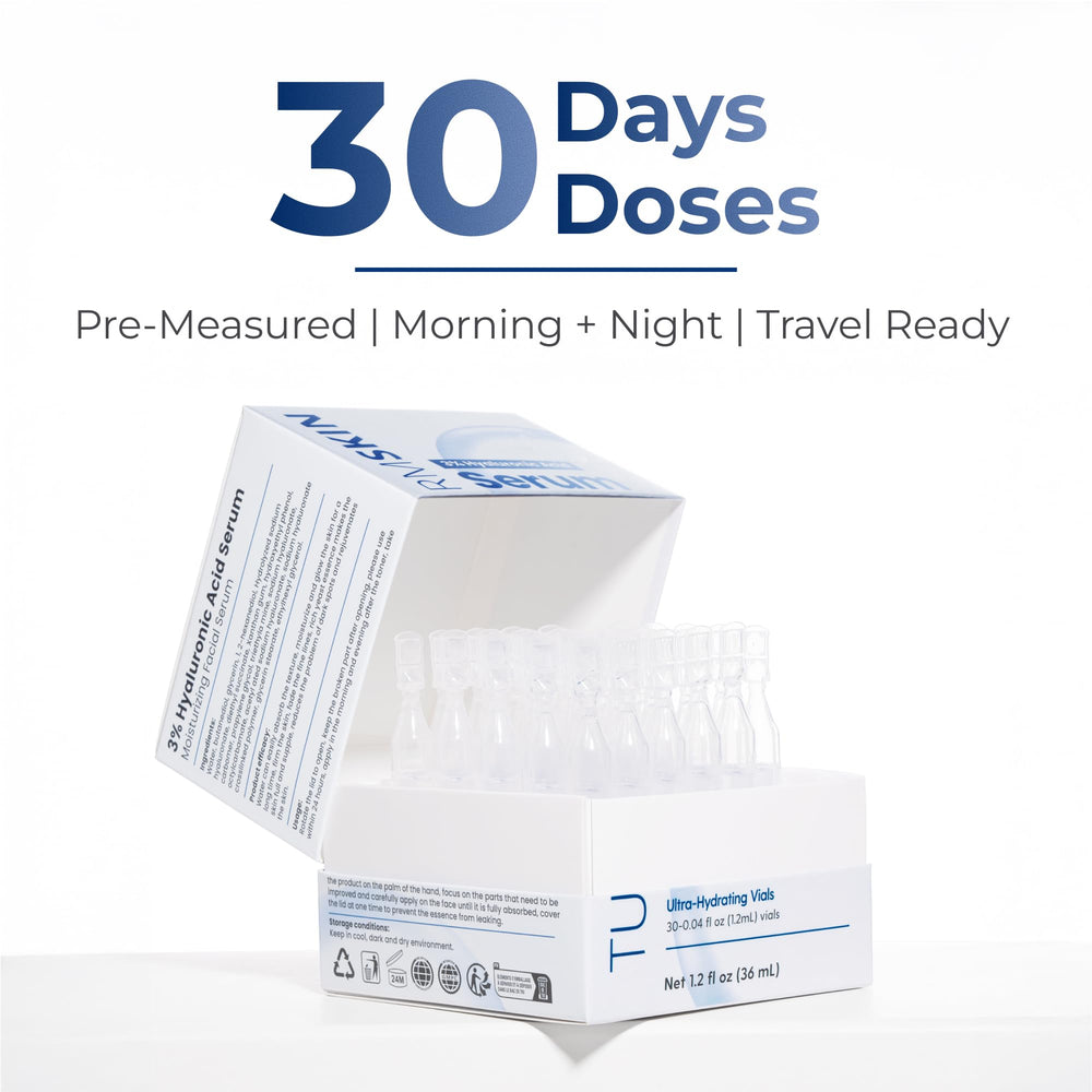 Turmskin ampoule beside coin for size comparison and convenient travel friendly benefit