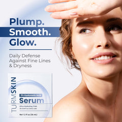 Turmskin vial closeup showing serum texture and clarity for visible moisture benefit