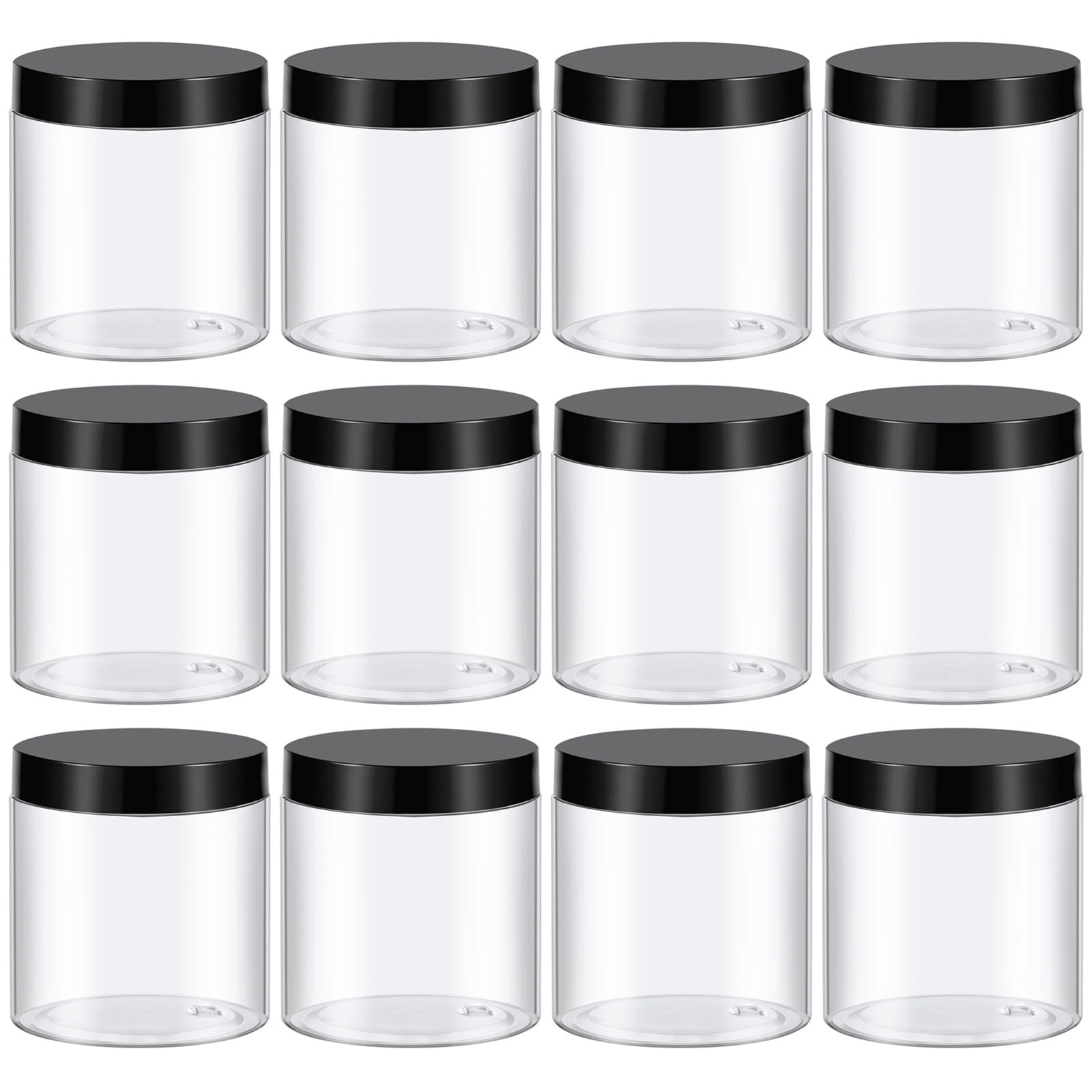 TUZAZO front view of 12 clear 8 oz jars showing professional packaging and value