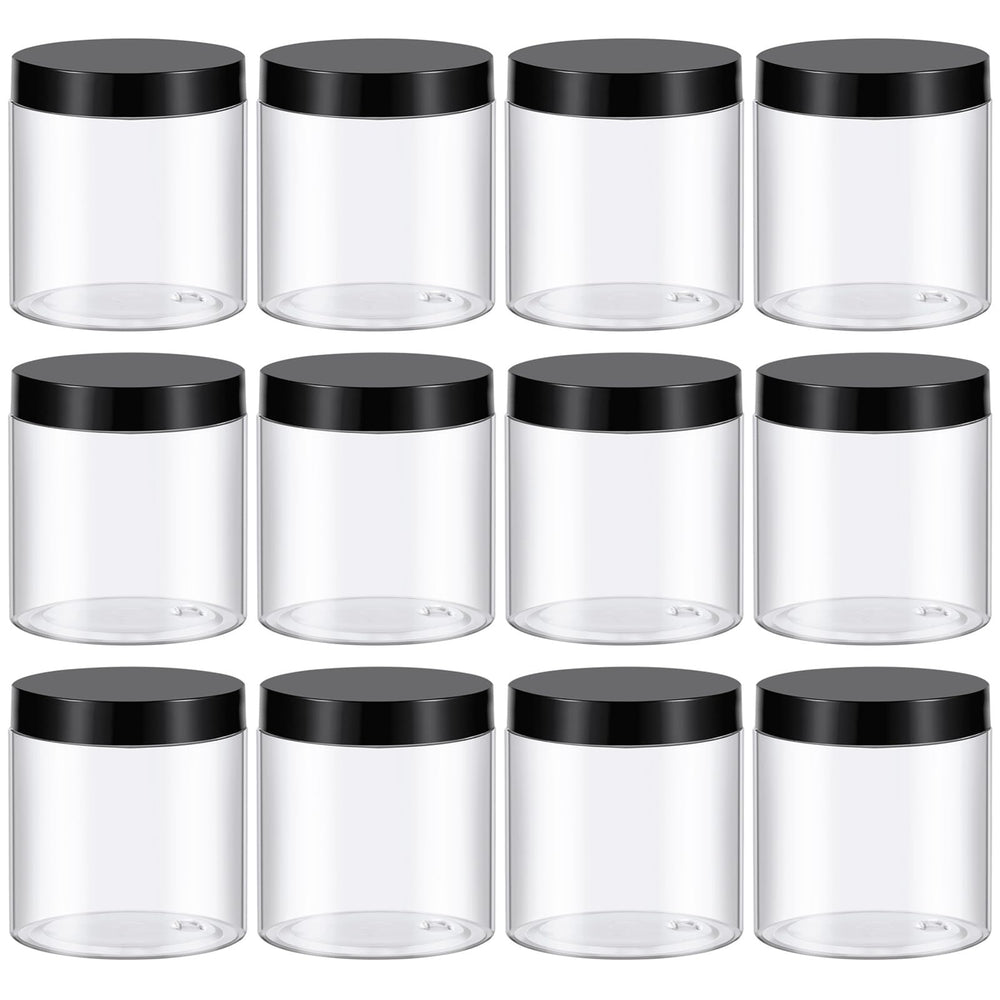 TUZAZO front view of 12 clear 8 oz jars showing professional packaging and value