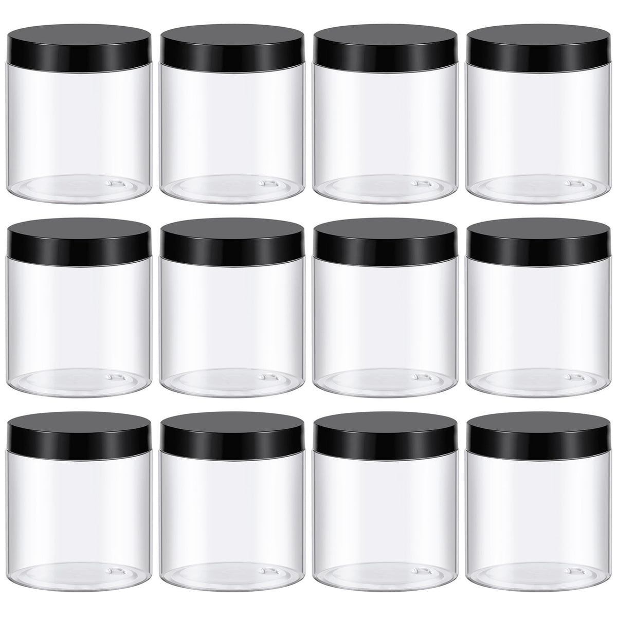 TUZAZO front view of 12 clear 8 oz jars showing professional packaging and value