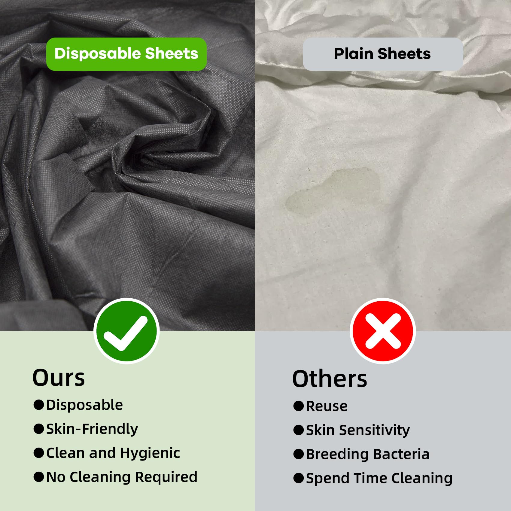 Tvvcalk folded sheets stacked compactly for easy storage and portability