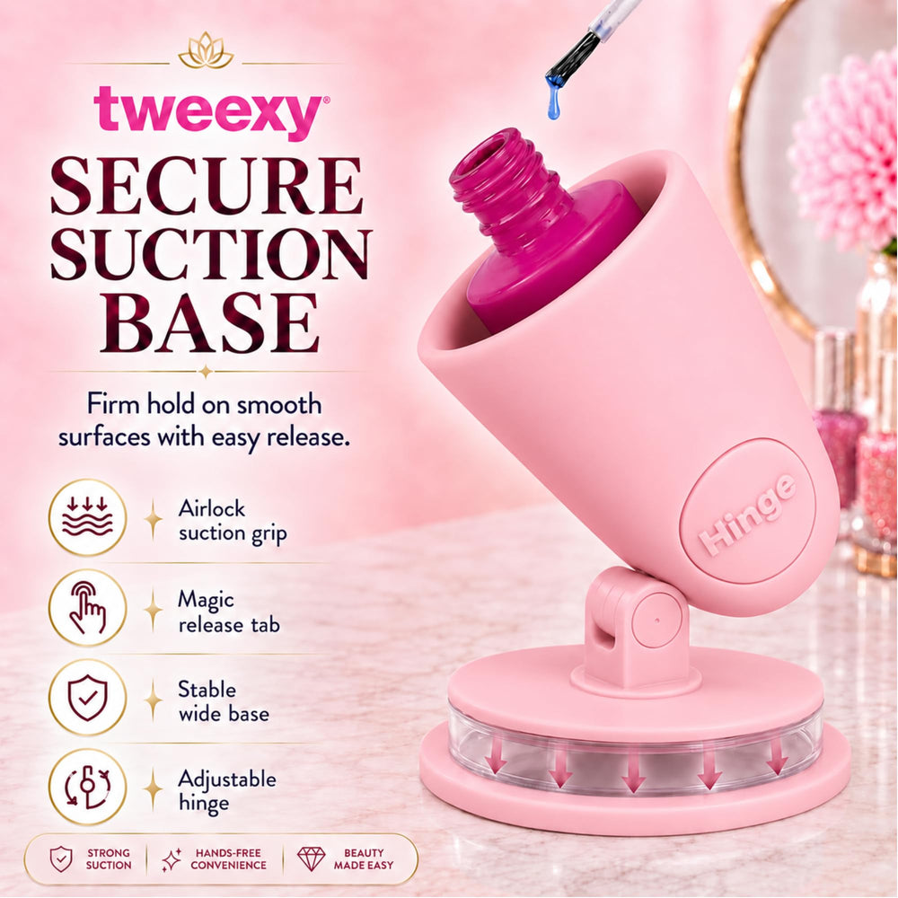 tweexy silicone cradle holding a nail polish bottle securely for precision