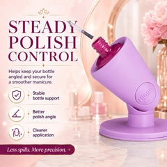 tweexy holding a tilted polish bottle in silicone cradle for steady, spill-free painting