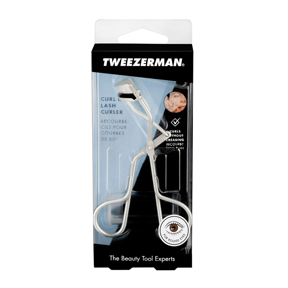 Tweezerman product packaging and label showing rust-resistant metallic finish benefit