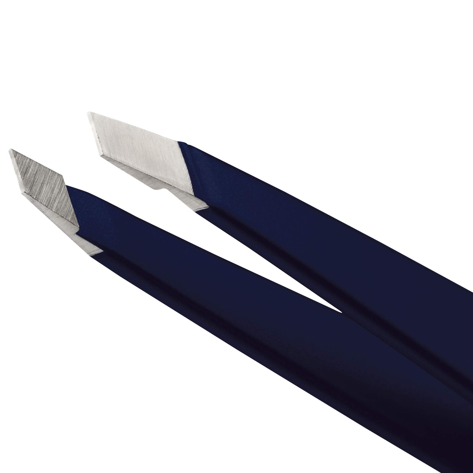 Tweezerman evening blue slanted tip close-up for accurate hair removal