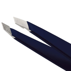 Tweezerman evening blue slanted tip close-up for accurate hair removal