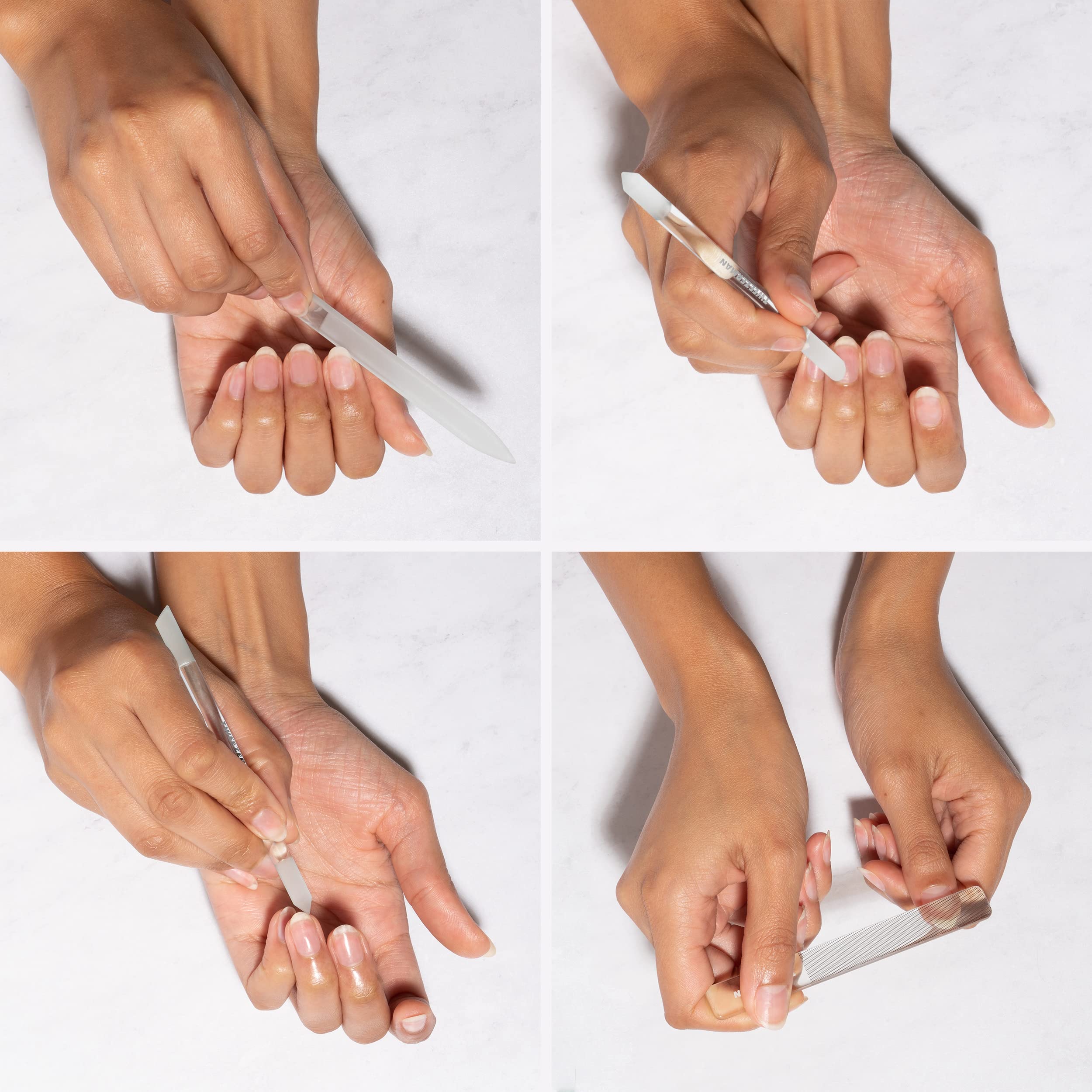 Tweezerman glass tools inside protective pouch for safe transport and storage