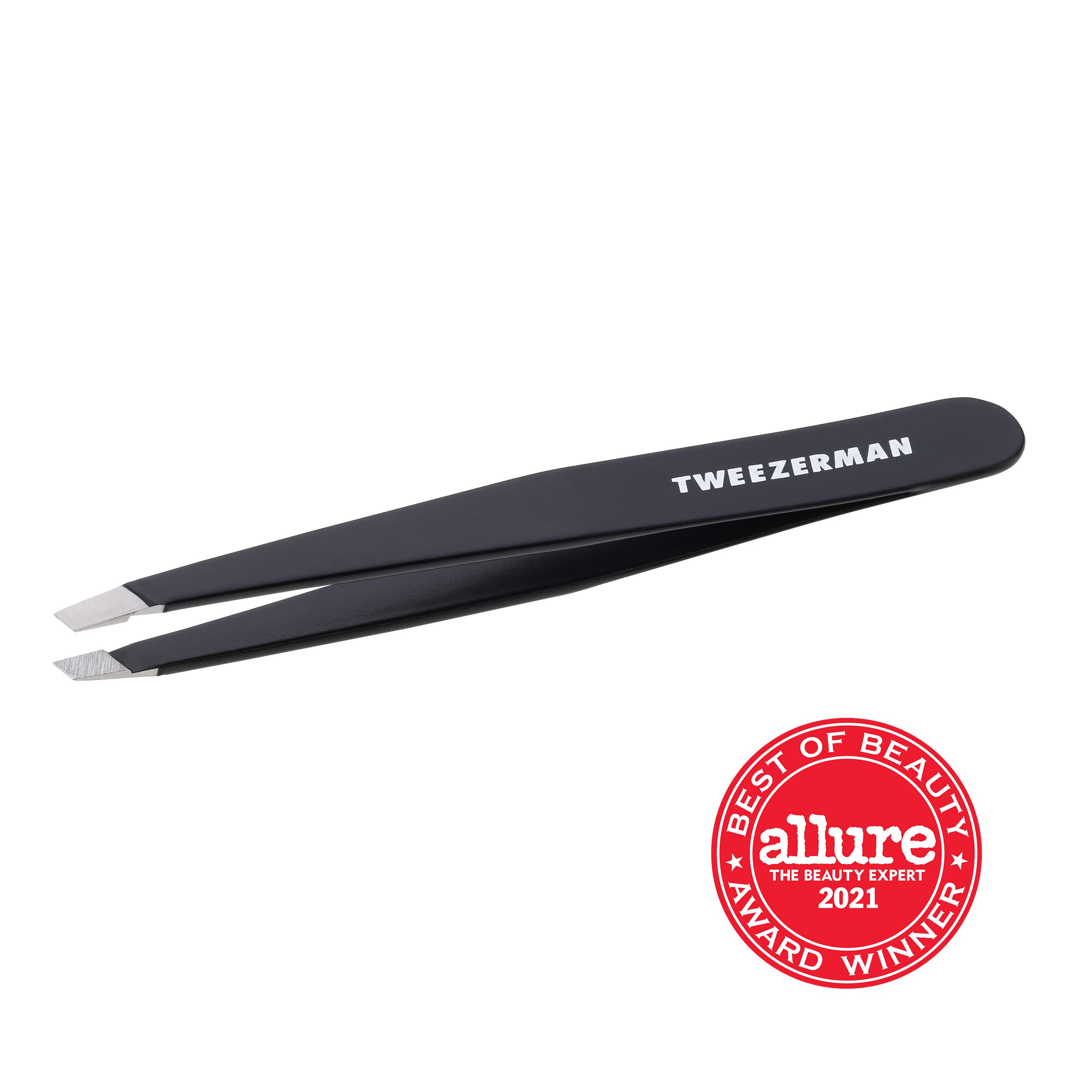 Tweezerman next to ruler size comparison for scale and portability benefit