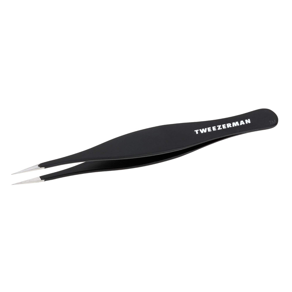 Tweezerman Midnight Sky front view showing sleek stainless steel and ergonomic shape for precision