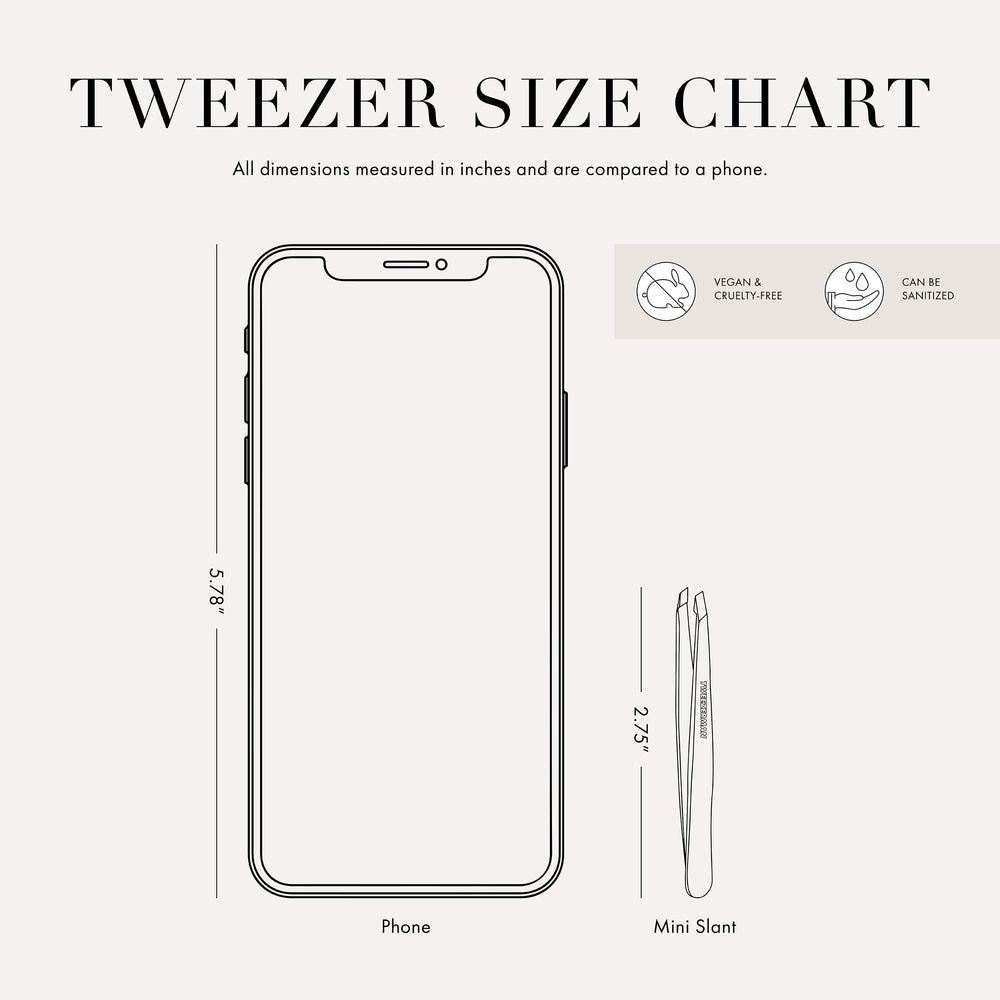 Tweezerman mini with rose gold faux-leather pouch keeping tweezer protected benefit