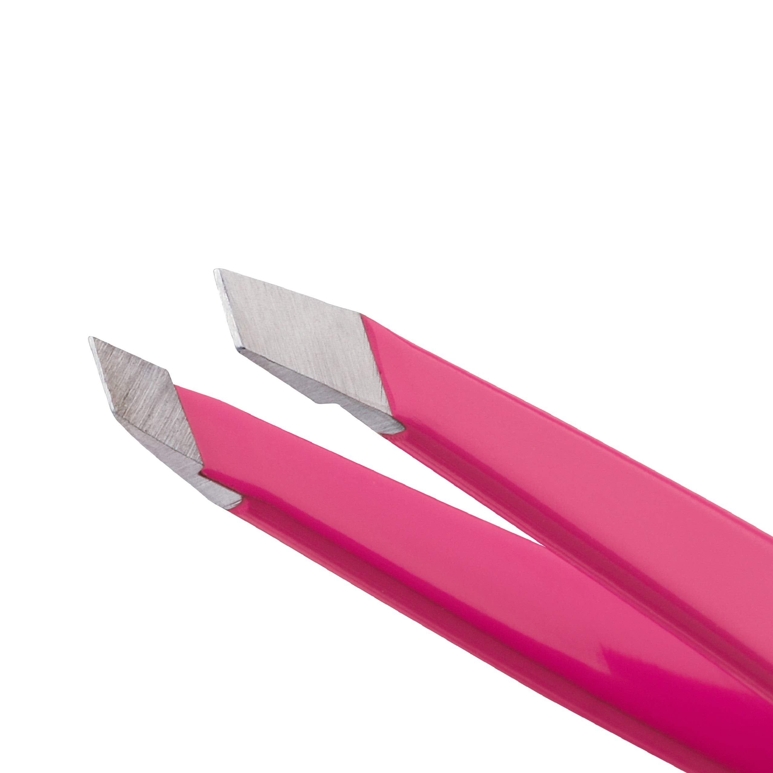 Tweezerman close-up of hand-filed slant tips showing pinpoint precision for fine hair removal