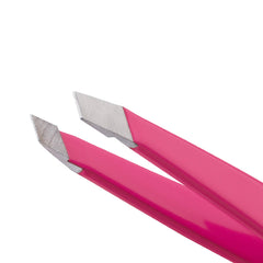 Tweezerman close-up of hand-filed slant tips showing pinpoint precision for fine hair removal