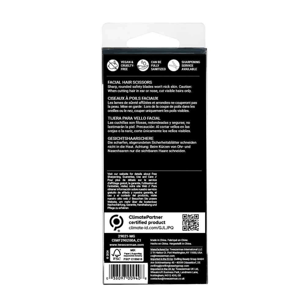 Tweezerman packaging and branding image showing retail-ready presentation and care info