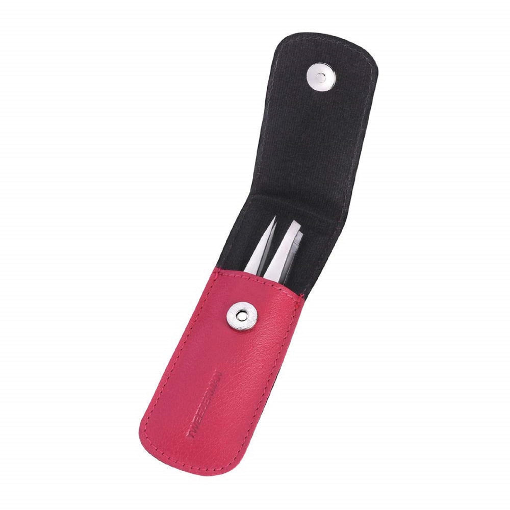 Tweezerman petite set open case with tools demonstrating protected storage benefit