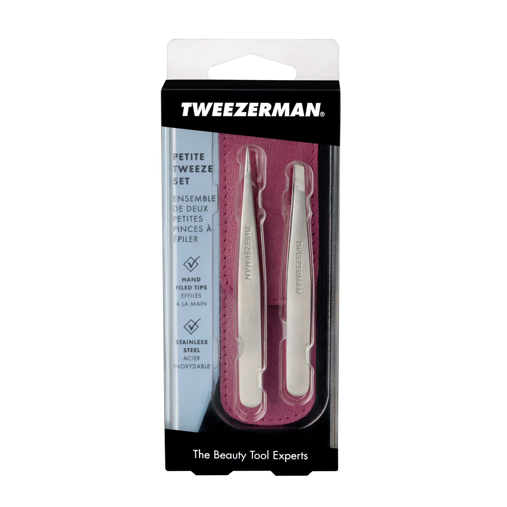 Tweezerman tweezer in use on eyebrow lifestyle shot for accurate touch-ups