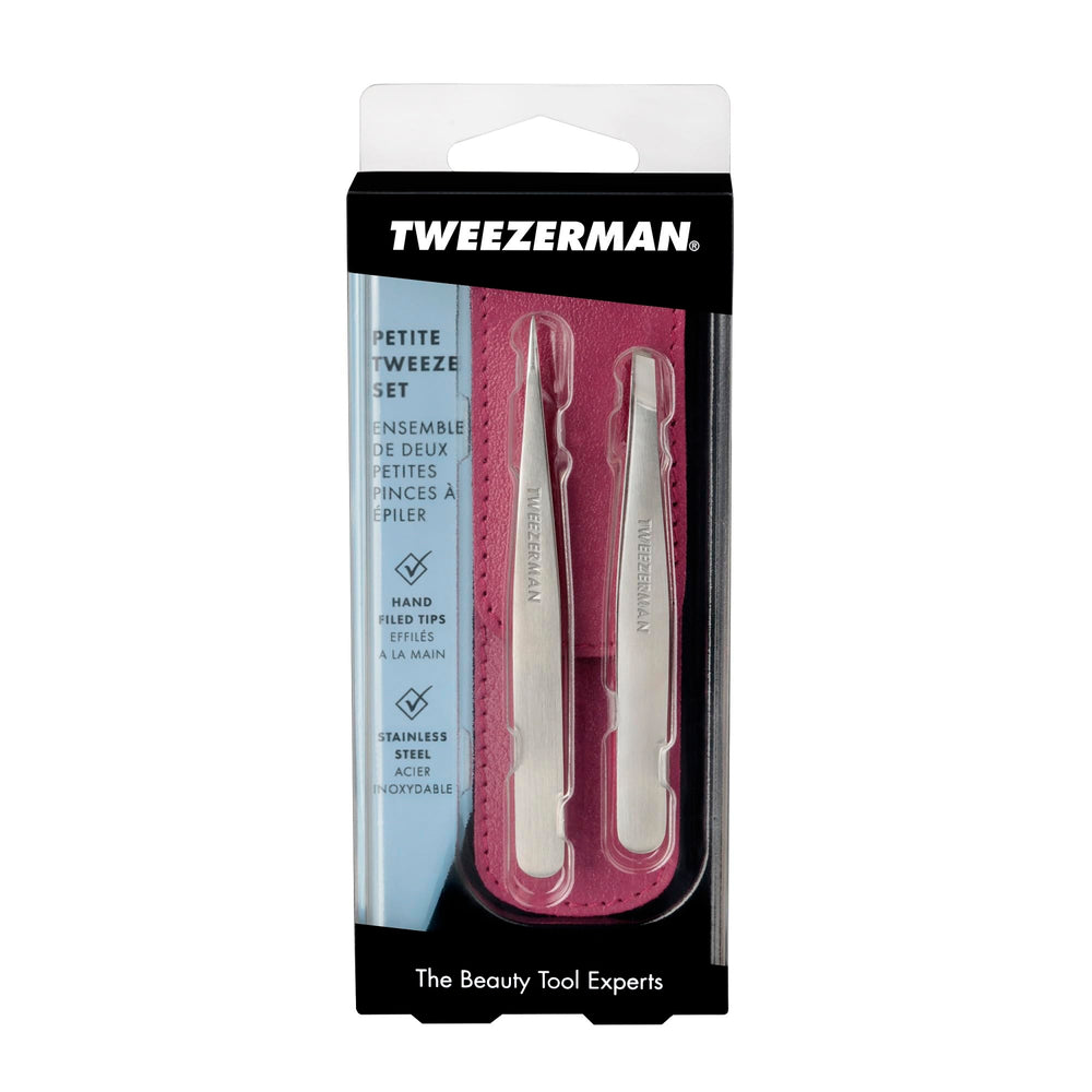 Tweezerman tweezer in use on eyebrow lifestyle shot for accurate touch-ups