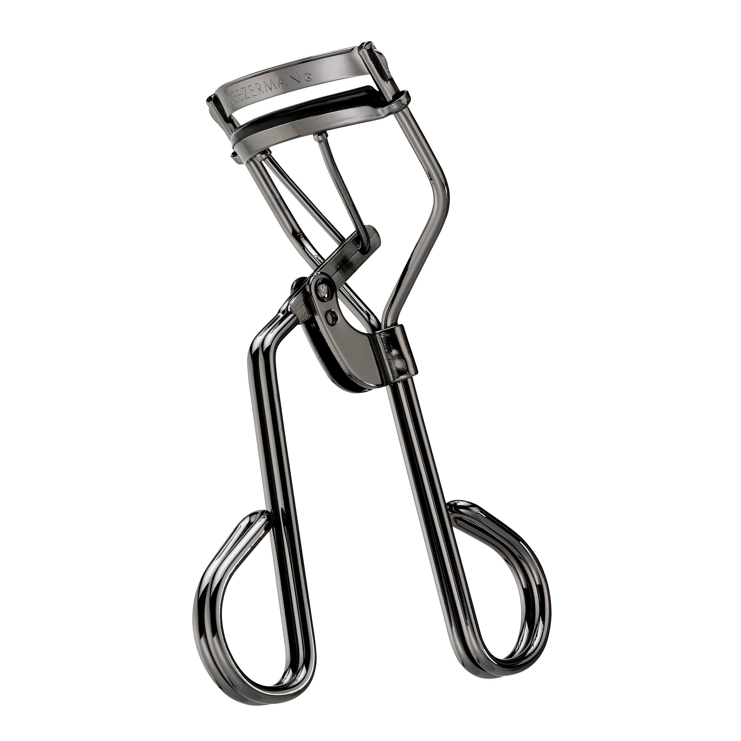 Tweezerman Pro Master lash curler front view showing sleek finish and precise head for accurate curling