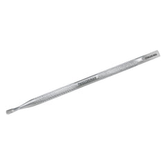Tweezerman Pushy cuticle pusher front view showing dual ends and durable finish