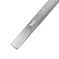 Tweezerman Pushy fine nail cleaner tip closeup for removing under‑nail debris