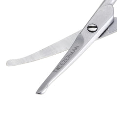 Tweezerman rounded tip close-up highlighting safe rounded blade for skin protection