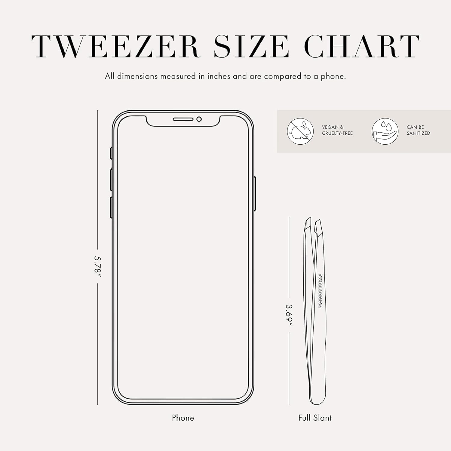Tweezerman tweezer beside alcohol wipe and sleeve showing care routine benefit: long-lasting performance