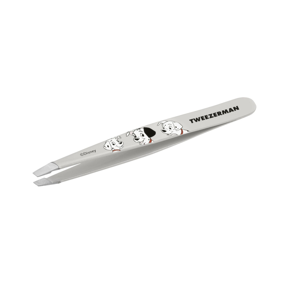 Tweezerman slant tweezer front view showing sleek design and precision