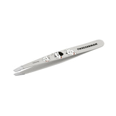 Tweezerman slant tweezer front view showing sleek design and precision