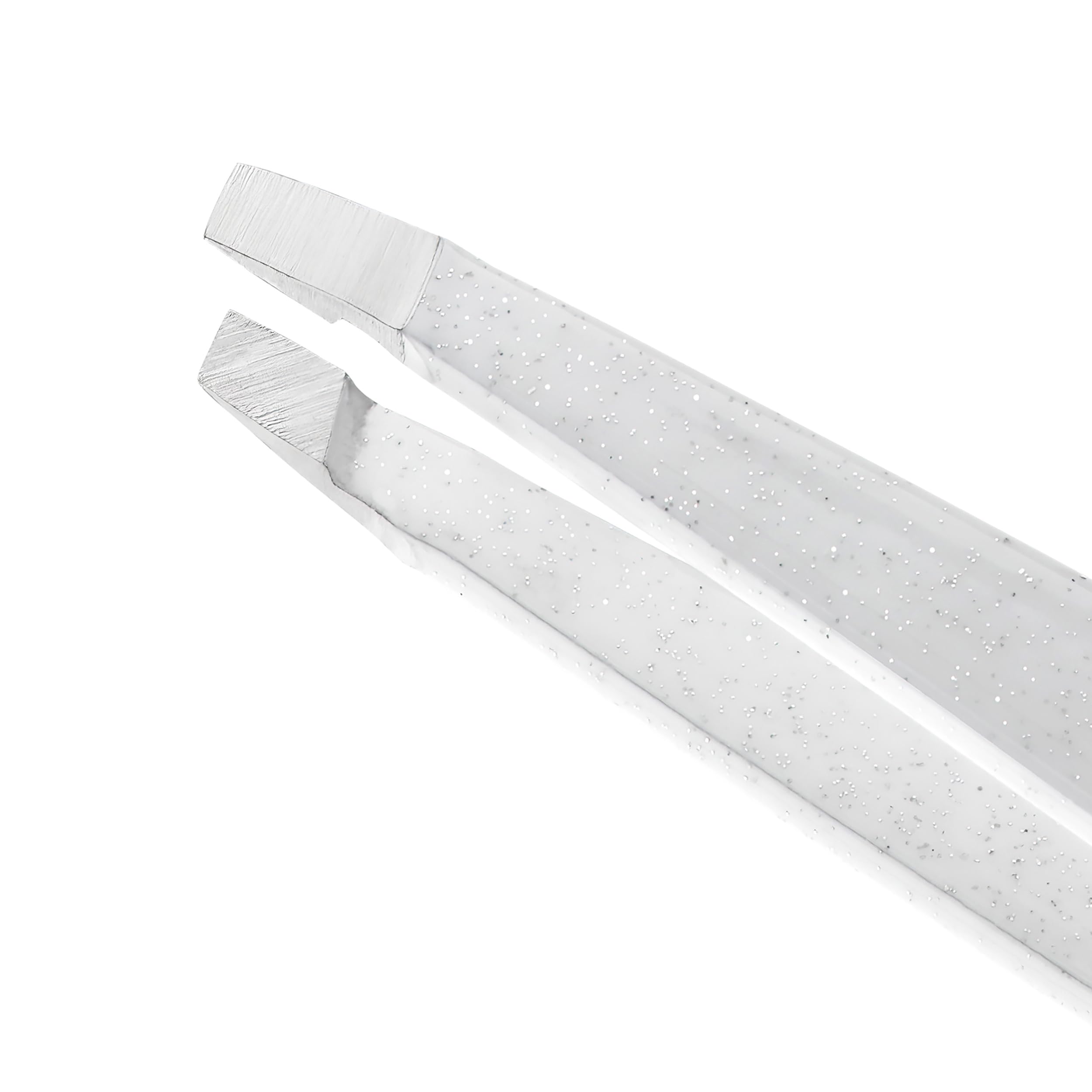 Tweezerman slant tip close-up highlighting hand-filed alignment for accuracy
